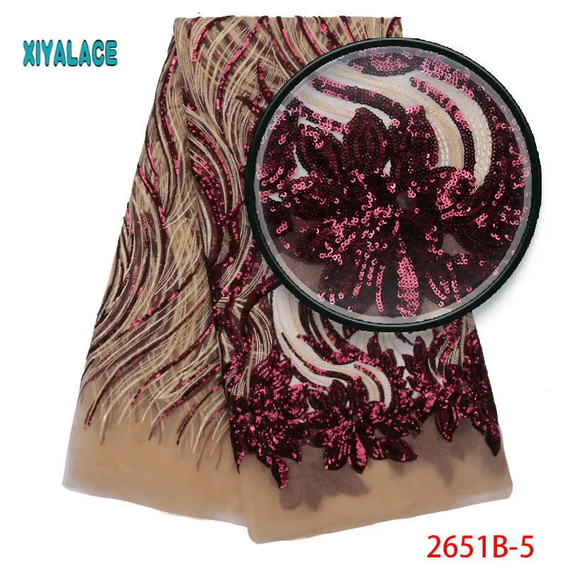 African Embroidery Tulle lace Design French Mesh Lace Fabric For wedding lace with sequins XZ2651B