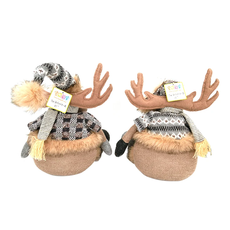 
Soft Leg Christmas Reindeer Statue Girl Plush Fur Reindeer Table Decoration for Shelf Decor Home Holiday 