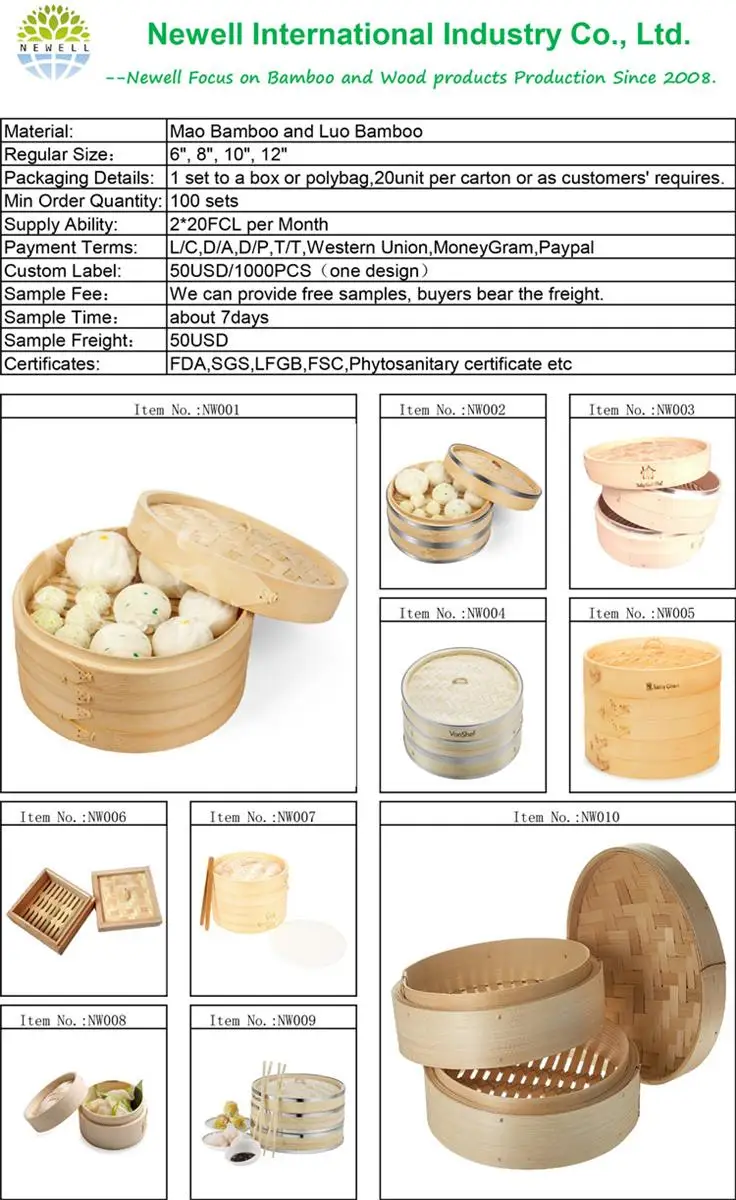 Mini 10 inch Steel Bamboo Steamer Basket