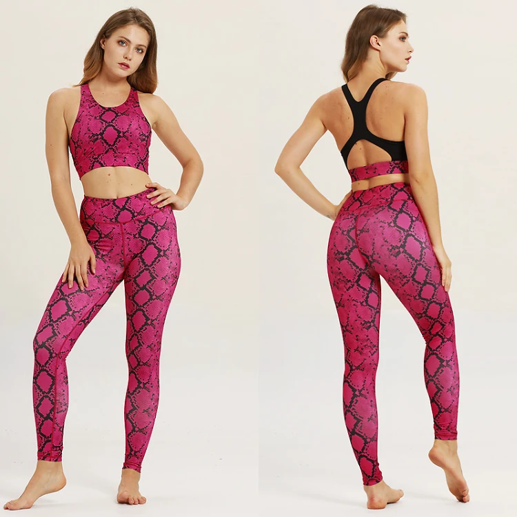 

Sports top pants snake print Leggings and sports bra fitness & yoga wear two piece set women clothing, N/a