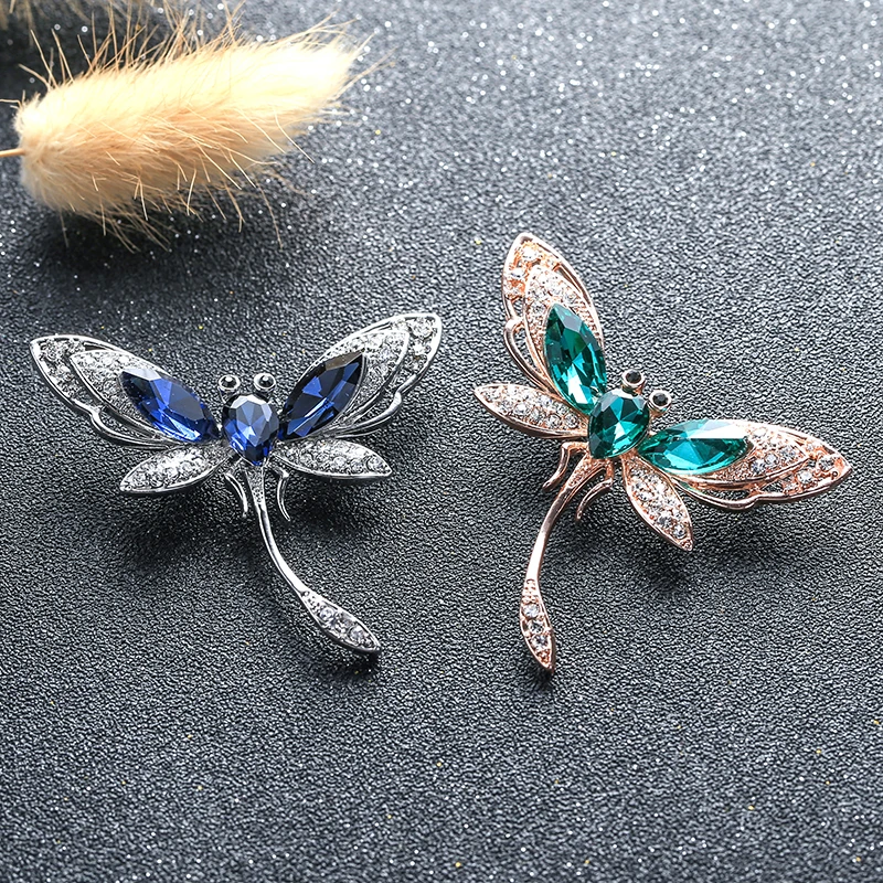 

fashionable jewelry China Wholesale Animal Brooch Zinc Alloy Gold Plated Enamel Insect Dragonfly scarf Brooch For Promotion