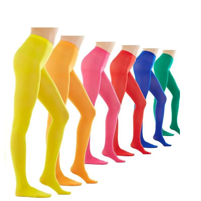 Wholesale Bright Colorful Ladies Tights 80d Opaque Solid Color Footed