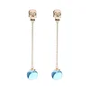 ed02135d Wholesale Earrings Designs Skull Charm For Girl Simple Single Glass Blue Ball Dangle Gold Plated Jewelry Earrings