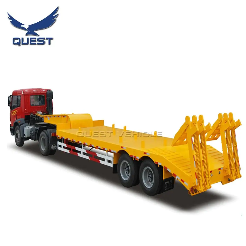 

40 ton low bed trailer QUEST lowbed semi truck trailer for sale, Customers optional