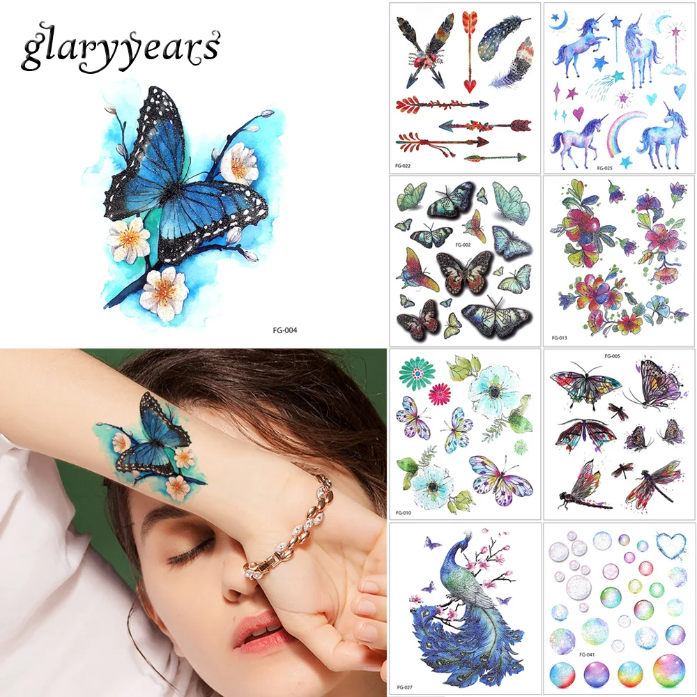 

FG Long Term Sexy Butterfly Art Pigment Tattoo Sticker, Metallic / colorful / customized