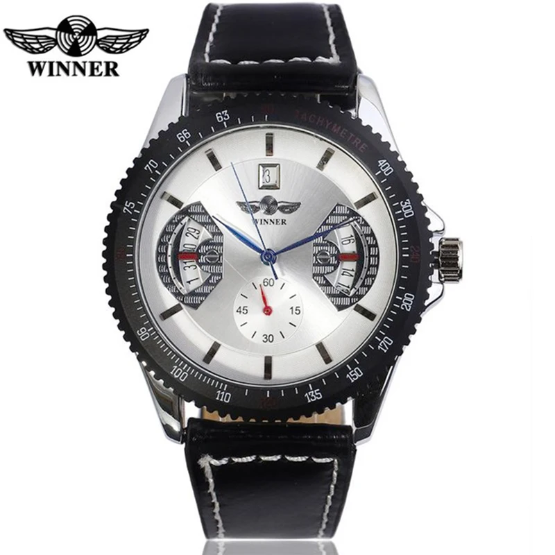 

Top Luxury Men Business Watches Genuine Leather Calendar Clock Mechanical Winner 8028 Automatic Men Wrist Watches Relojes Hombre