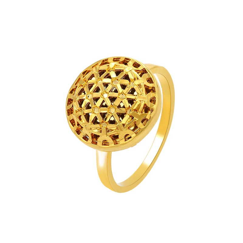 

fashion hot sale 24K golden finger ring brass alloy ring dubai gold plated ring popular gift for girls women