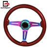 Universal Wood Neon Chrome 6 Bolt 345mm Streak Style Performance Racing Car Steering Wheel