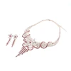 Handmade OEM diamond jewelry sets necklace,ear pendant tassel necklace and earring sets,statement necklace with earring