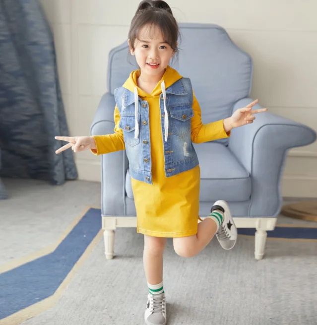 

UP-0754D 2020 Newest Girls Waist+dresses Two Piece Clothes Set