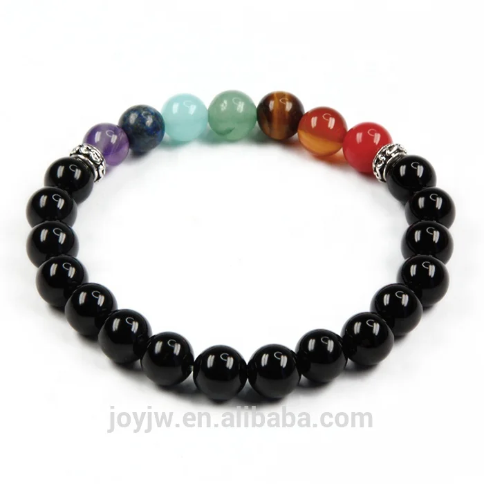 

black agate, 7 chakra bracelets, mala beads meditation bracelet, Picture
