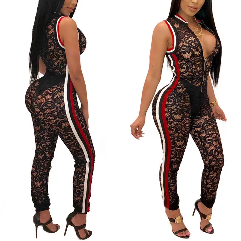 

90223-MX9 Sexy Adult Sleeveless Hollow Out Jumpsuit For Mature Woman