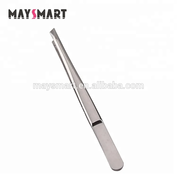 

Custom Logo Professional Stainless steel Eyelash Eyebrow Tweezers, Sliver