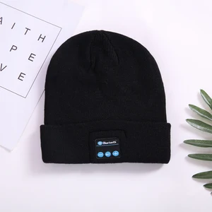 Wireless Bluetooth Beanie Hat Built Headphones Mic