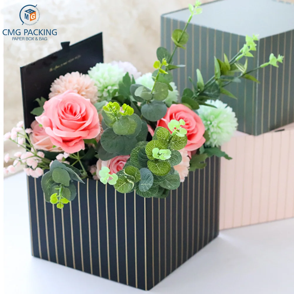 Custom Korean Foldable Square Flower Boxes Flower Bouquet Paper Box Foloral Hug Bucket Florist Gift Packaging Box Wedding Party Buy Flower Foldable Paper Box Candy Packaging Box Wedding Gift Packaging Box Product On