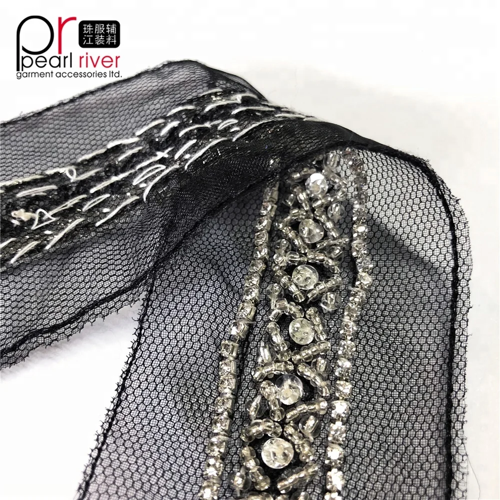 Handmade Custom Black Rhinestone Beads Trims Decorative Bead Crystal