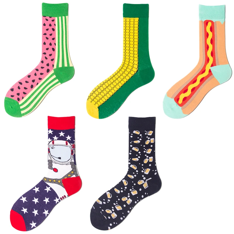 

Fashion Men's Cotton fun Fruit Food Creative Happy Crew Socks, N/a