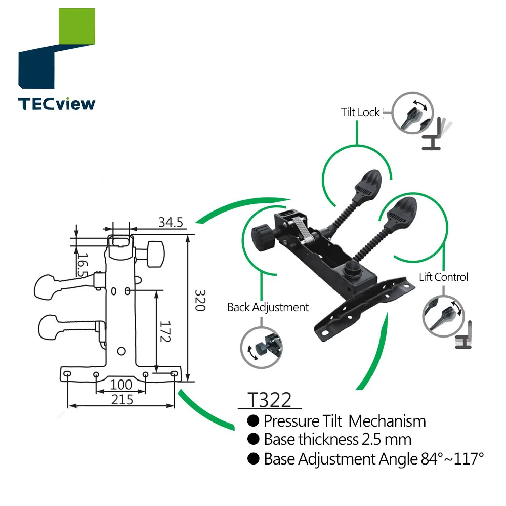 
Hight Quality Multifunction Pressure Tilted Mechanism for Office Chair 