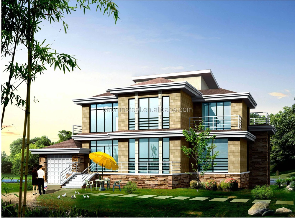 2015 high standard fashion style prefab homes light steel structure villa for sale