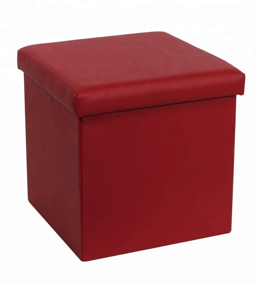 Pure Color Leather Cube Seat Foot Rest Folding Ottoman With Storage Buy Ottoman Pouf,Pouf