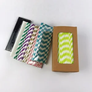 Image of Biodegradable paper straws packaging printing logo custom paper straws package organic straws