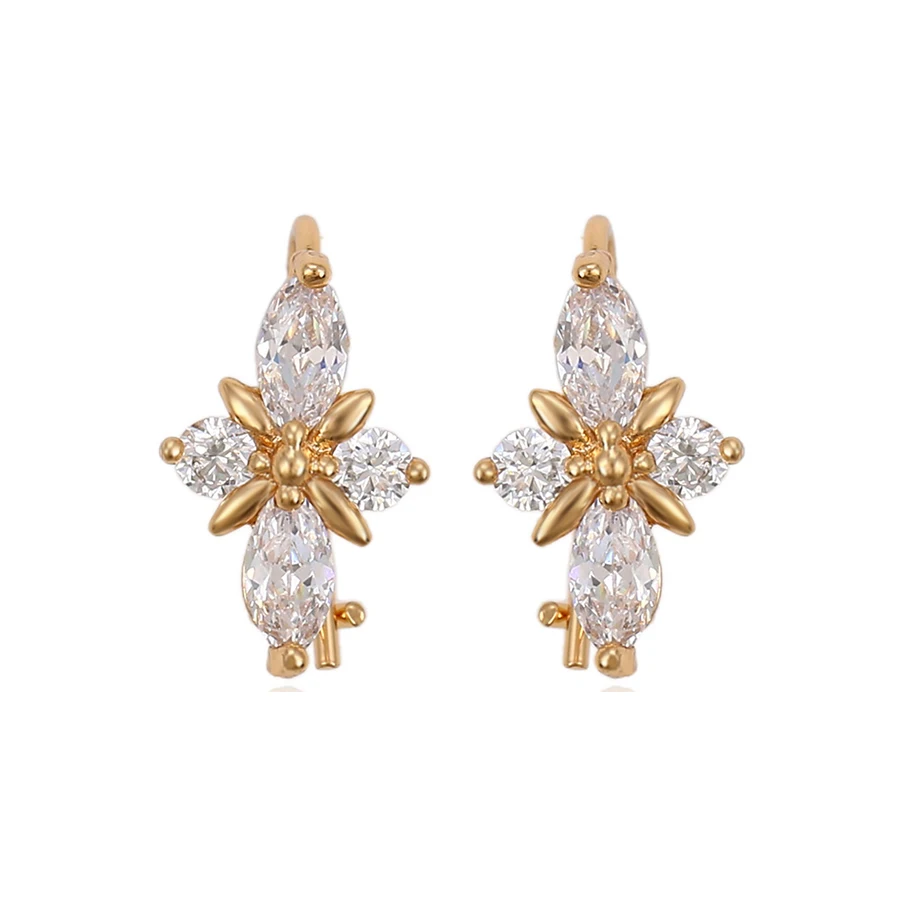

91560-Xuping Fancy design cheap crystal baby gold earring, White
