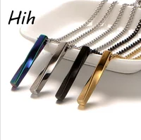 

Personalized jewelry stainless steel necklace blank twist bar name ID vertical bar necklace