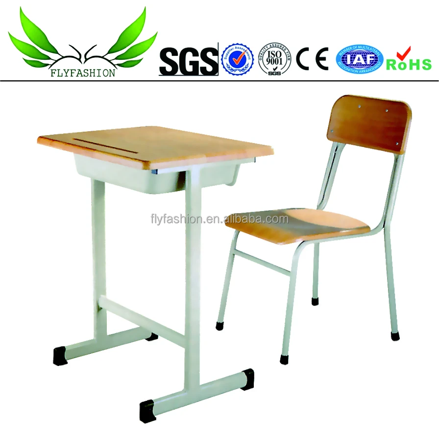 Wooden Classroom Standard Size Single School Desk And Chair Sf 19s