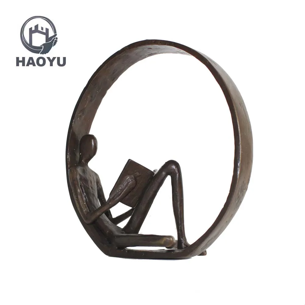 Novel design famous abstract metal art cast iron reading sculptures.jpg