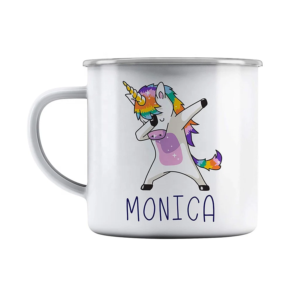 

MIDA Funny Cute Christmas Unicorn Metal Sublimation Camping Mug Enamel Cup, White
