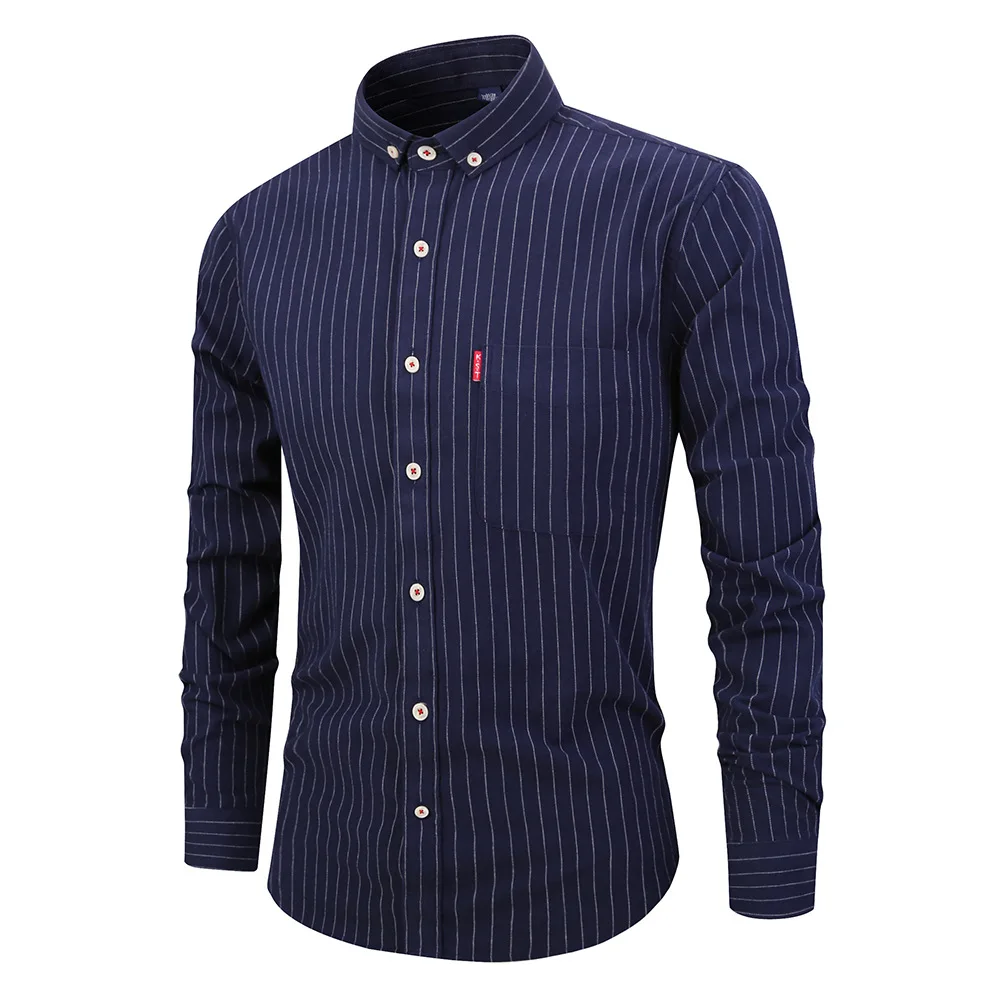 

KC1620 Hotsale Man Casual Stripe Turn Down Collar Shirts Design