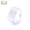 New Fashion Original Pure Sterling Silver Price Micro Pave Setting Mens Diamond Bling Metal Ring Jewelry UK