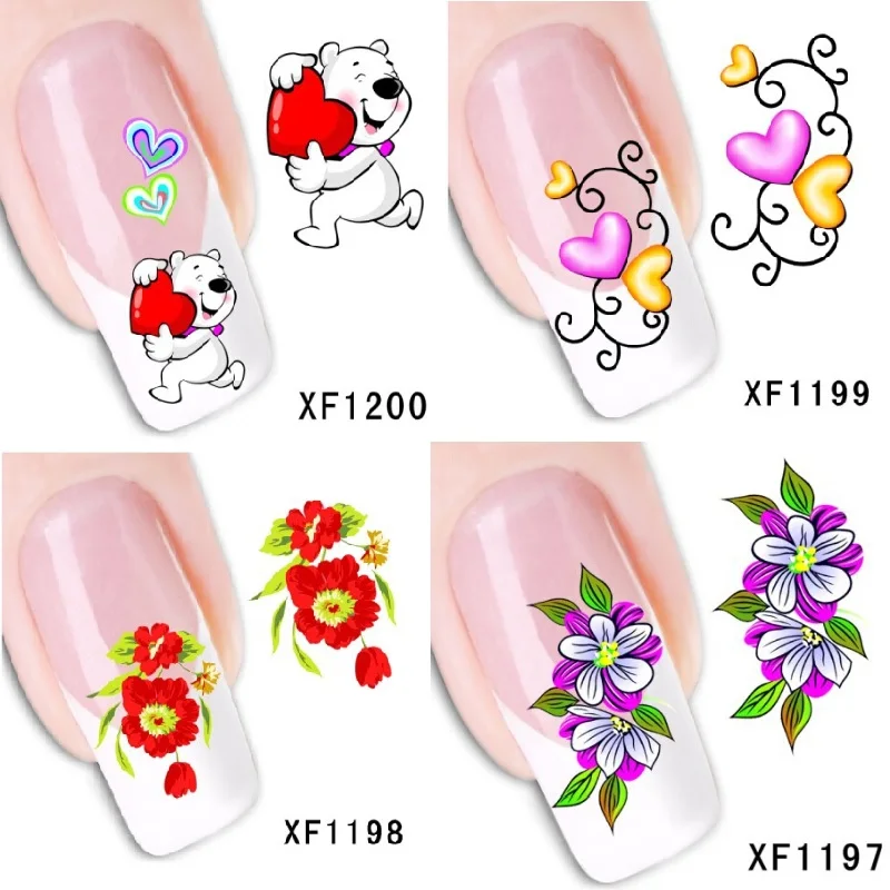 DIY art water transfer Nail Stickers beauty flowers for wedding decals for party decoracion unas reine