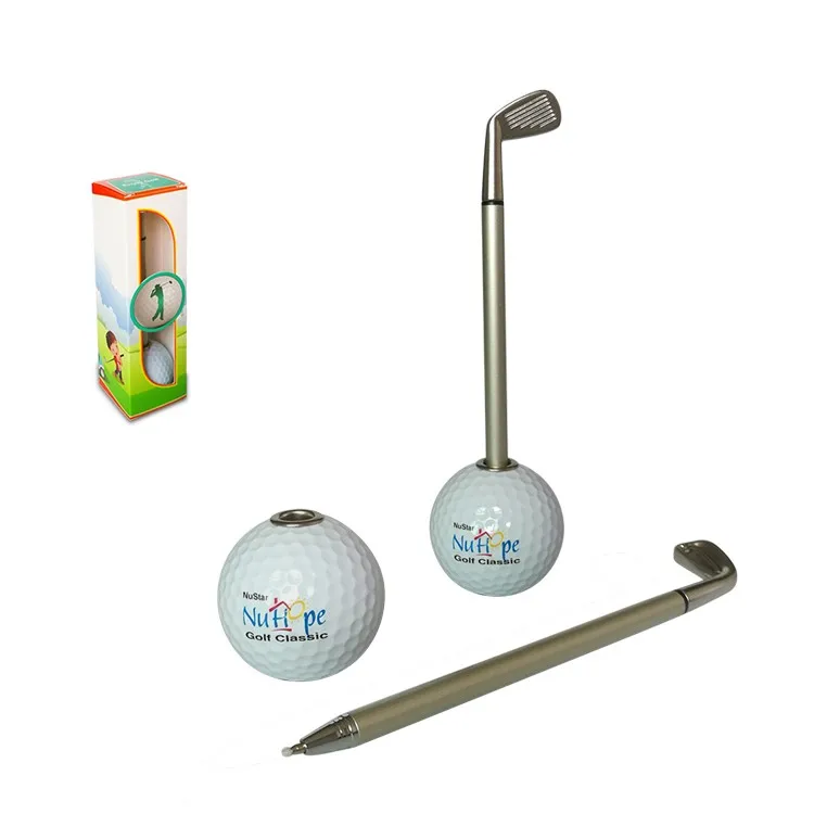 Funny Golf Gift Mini Desktop Golf Ball Pen Gift Set With Putting Green