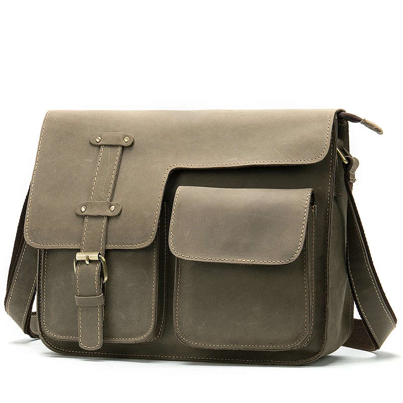

Customized Logo Accepted High Capacity Nylon Zipper Hard Waterproof Leather Messenger Bag Men 1050, Brown/ black/gray/coffee