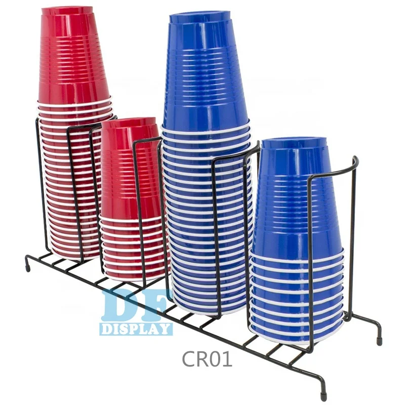 

4 Section Cup and Lid Organizer Rack FOR Office AND KITCHEN Holds 5, 6 and 10 oz CR01 FM DFDISPLAY, White or custom