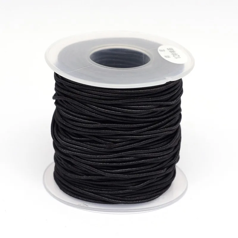 

PandaHall 0.8 mm Round Elastic Wrapped Nylon Thread Black Cord