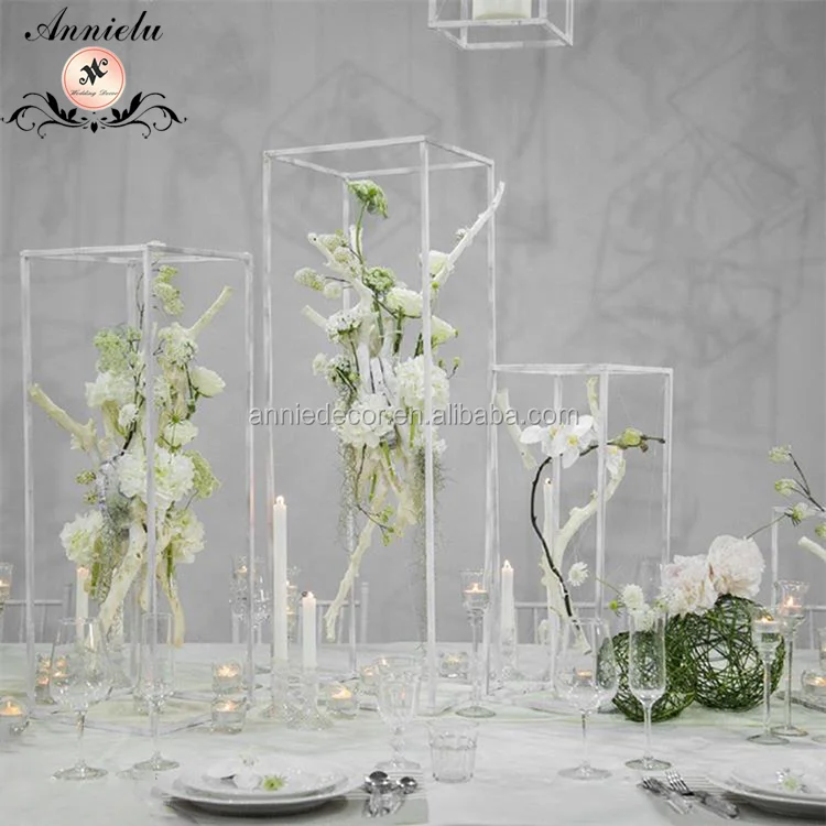 Wedding and Banquet Flower Stand, Hotsale Metal Rectangular Table Decoration Centerpiece