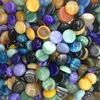 In stock selling gemstone colourful stripe agate polished oval cabochon rough stones