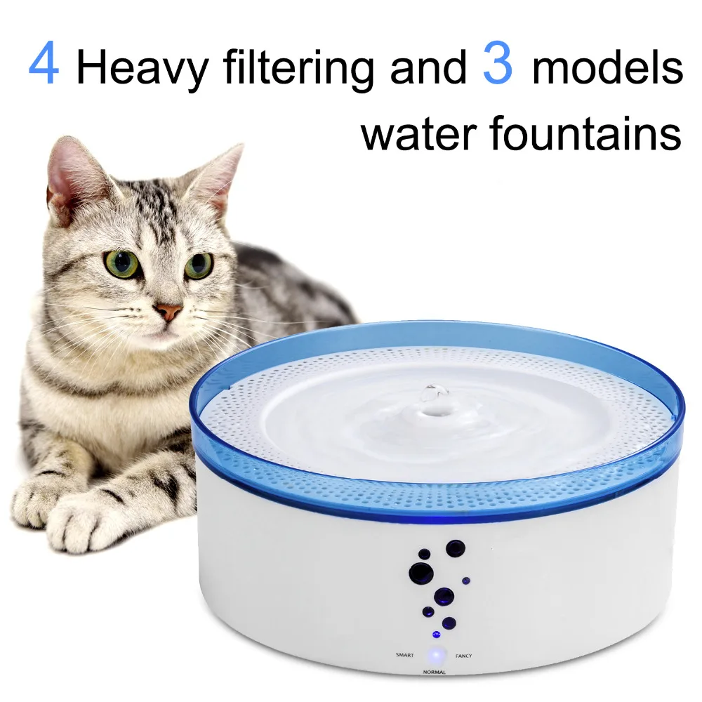 

New filtering big capacity ABS cat water feeder dog water fountain, White and blue