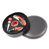 4 Pieces Wood Wine Accessory Set in Round Leather Case, Corkscrew, Drip Ring, Wine Pourer and Stopper