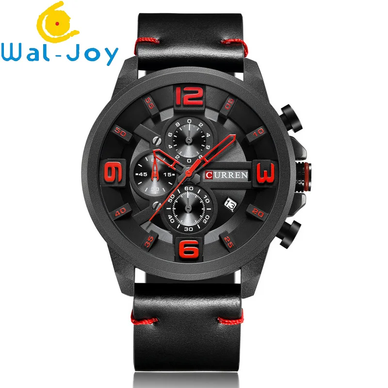 

WJ-6681 Leather Watch Straps Wholesale Quartz Japan Movt Stainless Steel Case Back Curren Watches, Multicolor