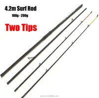 

Wholesale fishing tackle ATLANTIC 2+2 sectoin CW100g-200g 4.2m two tips surfcasting rod carbon fishing surf rod