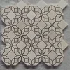 Mosaic yellow marble tiles cream beige leaf shape