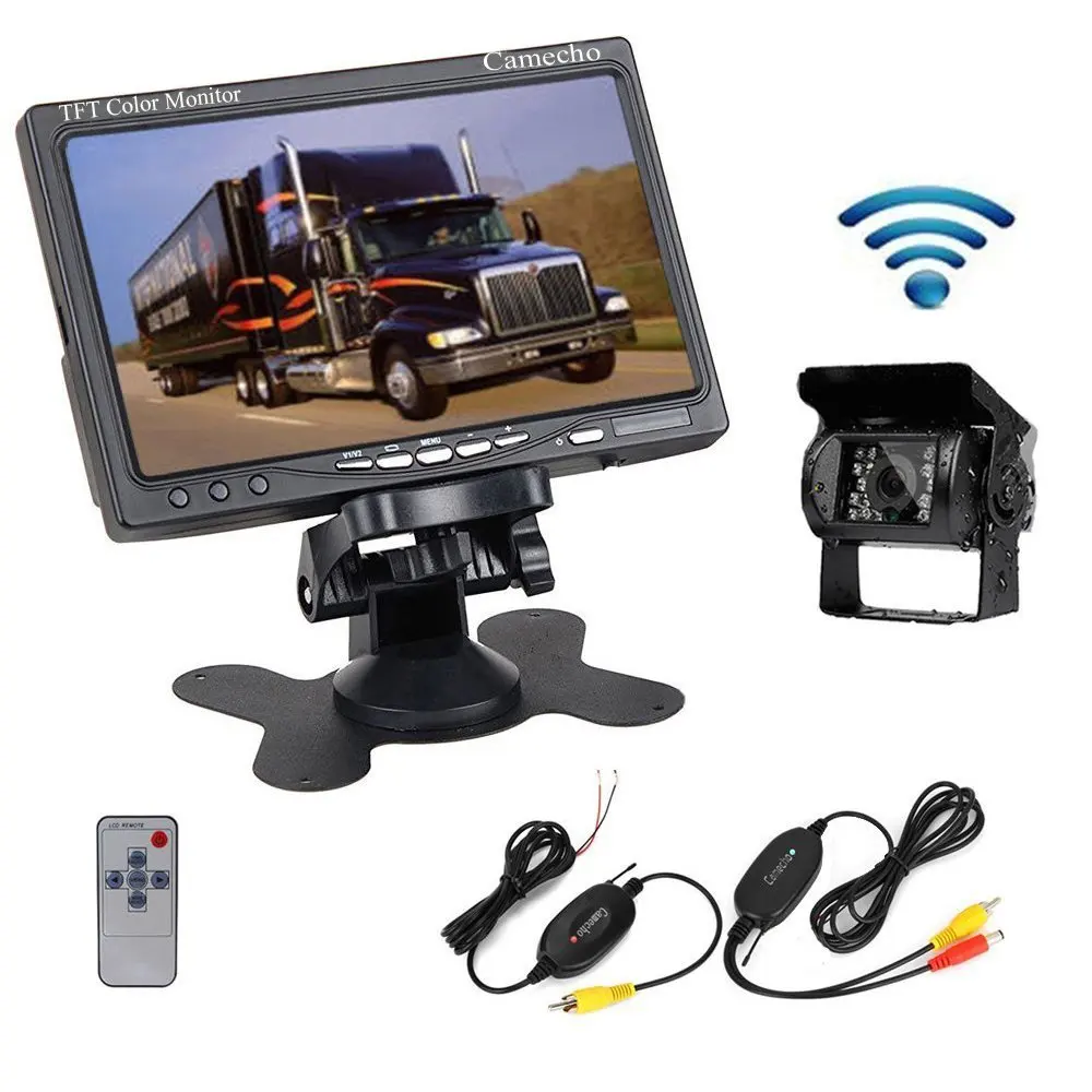 Wireless IR Rear View Backup Camera Night Vision System 7/" Monitor For RV Truck