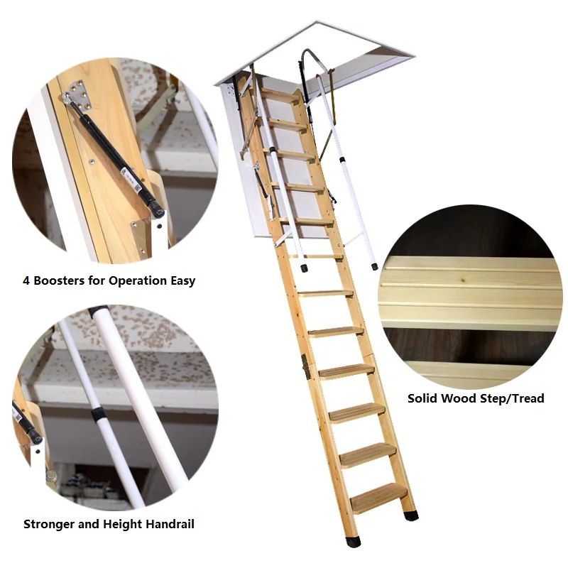 Folding Wooden Loft Stairs With Handrail Buy Wooden Folding Loft Ladder,Loft Ladder With