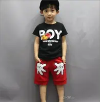 

GH015 high quality summer short sleeve boy t-shirt kids sport clothes set 3colors available