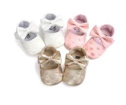 2019 Baby First Walker bow-knot Shoes soft leather prewalker baby girl Casual Dress Ballet shoes