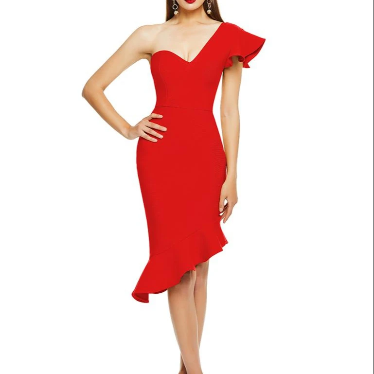 

Women V-Neck Sexy Bodycon Party Dresses Long Sleeve Casual Midi Dress