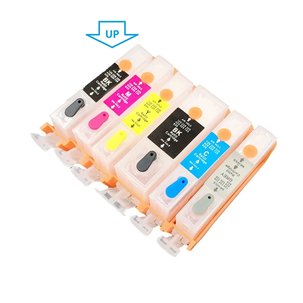 

UP 6PCS ink cartridge PGI725 CLI726 compatible For Canon PIXMA MG8170 MG6170 Printer auto reset chip, Pbk bk c m y gy